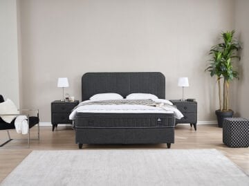 FLORANSA Torba Yaylı Kendinden Pedli Omurga Destek Süngerli 4 Mevsim Yatak Baza Başlık Seti