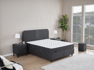 FLORANSA Torba Yaylı Kendinden Pedli Omurga Destek Süngerli 4 Mevsim Yatak Baza Başlık Seti