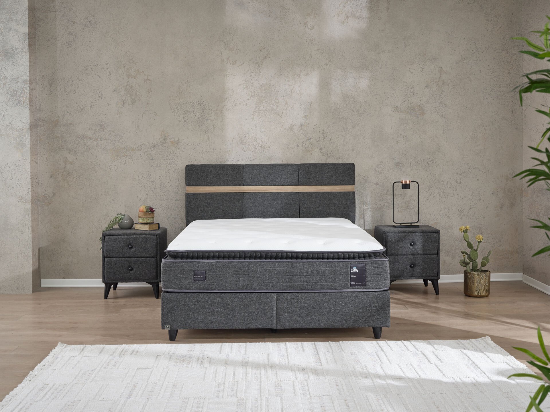 ROMA Up-Down Paket Yaylı Full Set - Biyomekanik Uyumlu Ortopedik Yatak, Fonksiyonel Baza ve Başlık