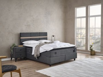 ROMA Up-Down Paket Yaylı Full Set - Biyomekanik Uyumlu Ortopedik Yatak, Fonksiyonel Baza ve Başlık