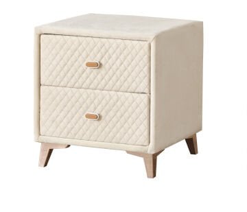 OXYCORE Modern Komodin - 2 Çekmeceli, Silinebilir Kumaş Kaplama ve Robot Süpürge Uyumlu Yüksek Ayak