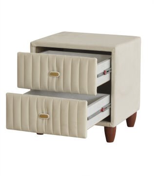 FLUFFY Kumaş Kaplama Çift Çekmeceli Modern Komodin