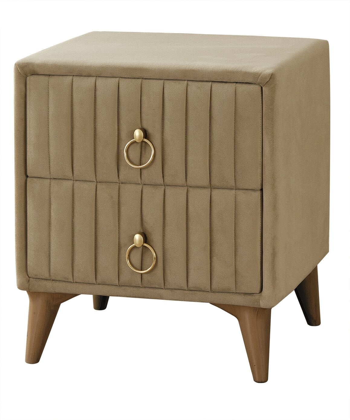 FLUFFY Kumaş Kaplama Çift Çekmeceli Modern Komodin