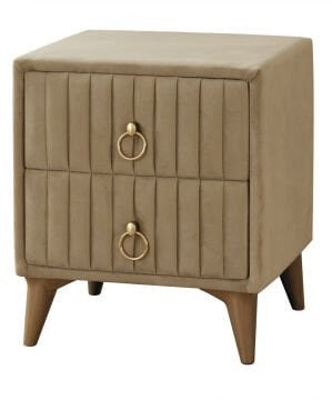 FLUFFY Kumaş Kaplama Çift Çekmeceli Modern Komodin