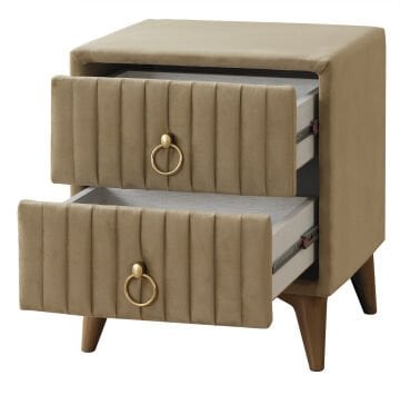 FLUFFY Kumaş Kaplama Çift Çekmeceli Modern Komodin