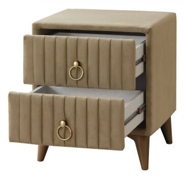 FLUFFY Kumaş Kaplama Çift Çekmeceli Modern Komodin