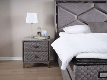 IMMUNE DEFENCE Gold Diamond Komodin | Kapitone Dokulu, Lüks Tasarım, Yüksek Ayaklı