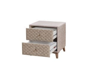 IMMUNE DEFENCE Gold Diamond Komodin | Kapitone Dokulu, Lüks Tasarım, Yüksek Ayaklı