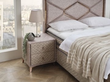 IMMUNE DEFENCE Gold Diamond Komodin | Kapitone Dokulu, Lüks Tasarım, Yüksek Ayaklı