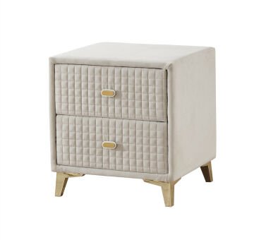 WOOL TOUCH Sofistike Komodin - Zarafetin Altın Dokunuşu, Kare Kapitone Detaylı ve Dış Yüzeyi Zarif Dokulu Tasarım