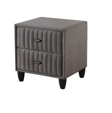 FLUFFY Kumaş Kaplama Çift Çekmeceli Modern Komodin