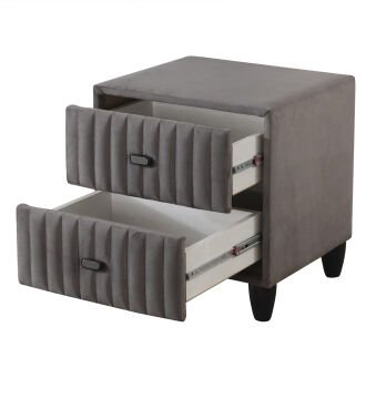 FLUFFY Kumaş Kaplama Çift Çekmeceli Modern Komodin