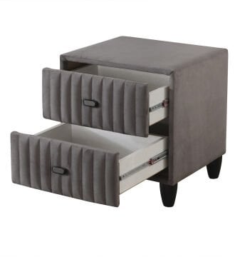 FLUFFY Kumaş Kaplama Çift Çekmeceli Modern Komodin