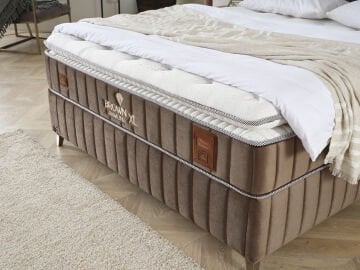 BROWN DİAMOND Keten Lifli Extra Yumuşak Hava Geçirgen Organik Pedli Yatak Baza Başlık Seti