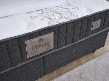 MİLANO Torba Yaylı Yatak Seti - Omurga Destekli Terletmez Kumaş + Geniş İç Hacimli Baza ve Başlık
