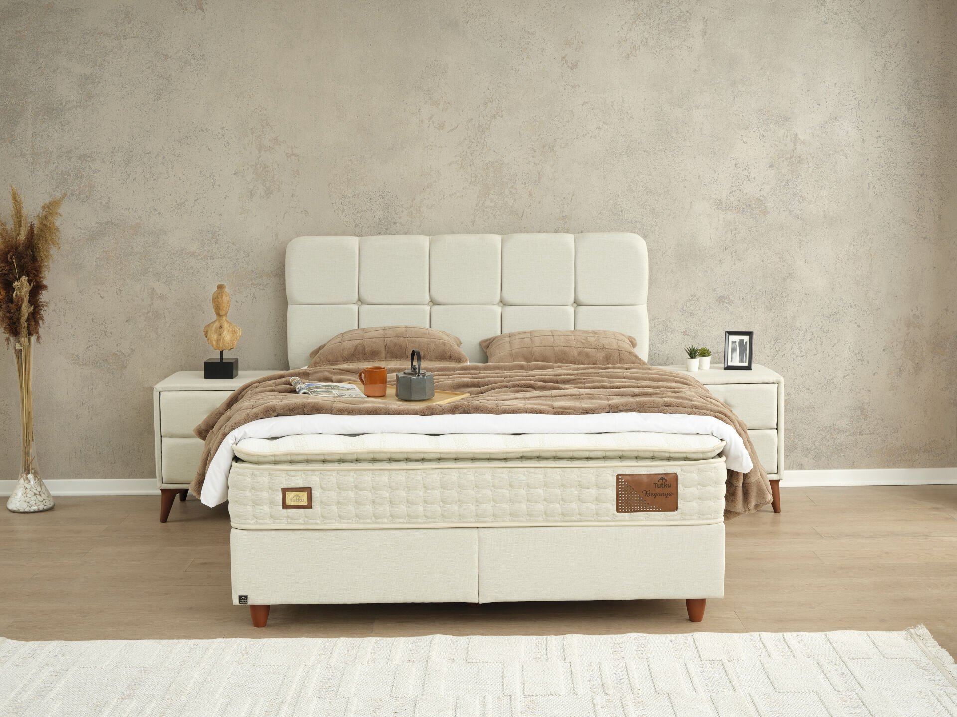 Begonya Pedli 4 Mevsim DSC Yay Ergonomik Yatak Seti