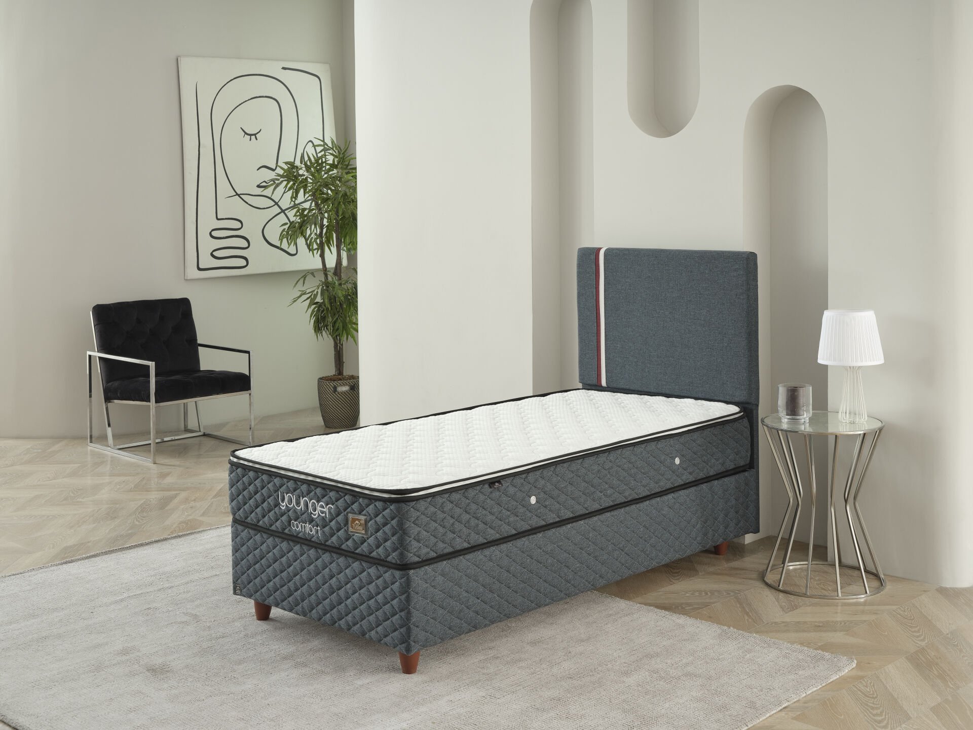 YOUNGER COMFORT Tek Kişilik Full Uyku Seti – DCS Dinamik Yaylı Hijyenik Yatak ve Geniş Hacimli Sandıklı Baza Takımı