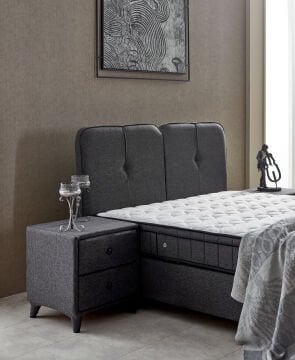 Bodrum Kumaş Kaplama İki Çekmeceli Komodin