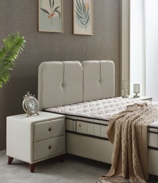 Bodrum Kumaş Kaplama İki Çekmeceli Komodin