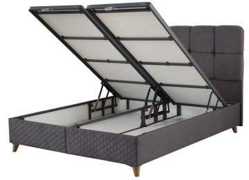 SİLVER Loft Geometrik Seri - Formunu Koruyan Uzun Ömürlü Yatak, Sofistike Kare Kapitone Başlık ve Yalın Tasarım Fonksiyonel Baza