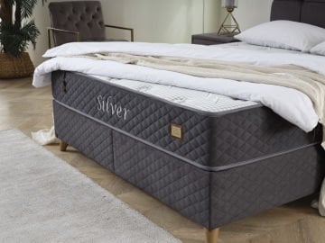 SİLVER Loft Geometrik Seri - Formunu Koruyan Uzun Ömürlü Yatak, Sofistike Kare Kapitone Başlık ve Yalın Tasarım Fonksiyonel Baza