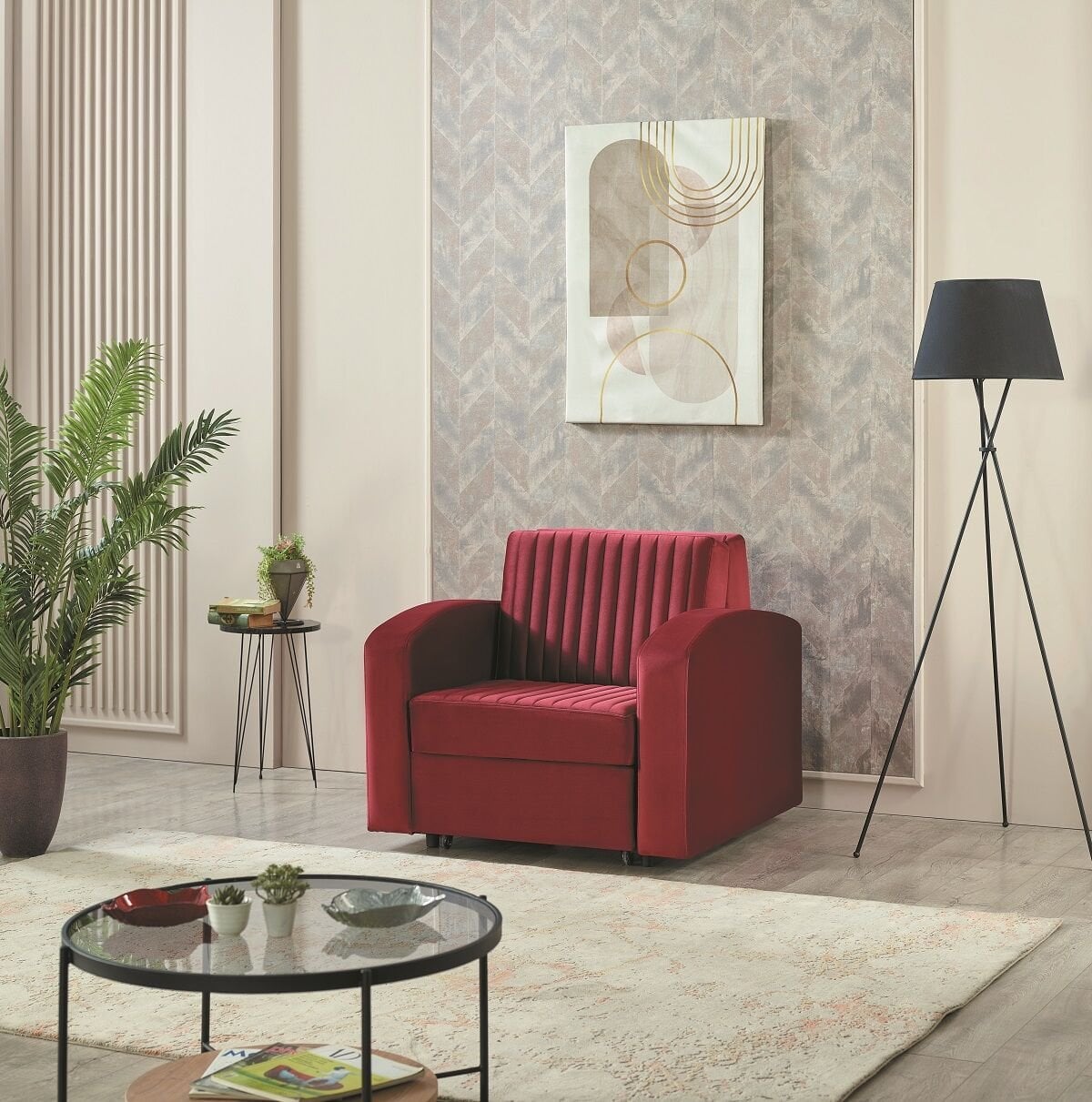 Grand Tekli Yataklı Bazalı Kotuk Kırmızı