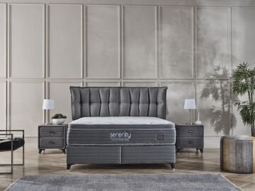 SERENİTY Anti-Stress Full Uyku Seti: Ayrılabilir Misafir Yatağı Özellikli Yatak + Sandıklı Emniyetli Baza ve Tasarım Başlık