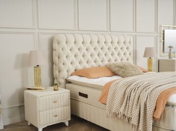 FLUFFY Pedli Torba ve Mini Paket Yaylı Omurga Destekli Yatak Baza Başlık Seti