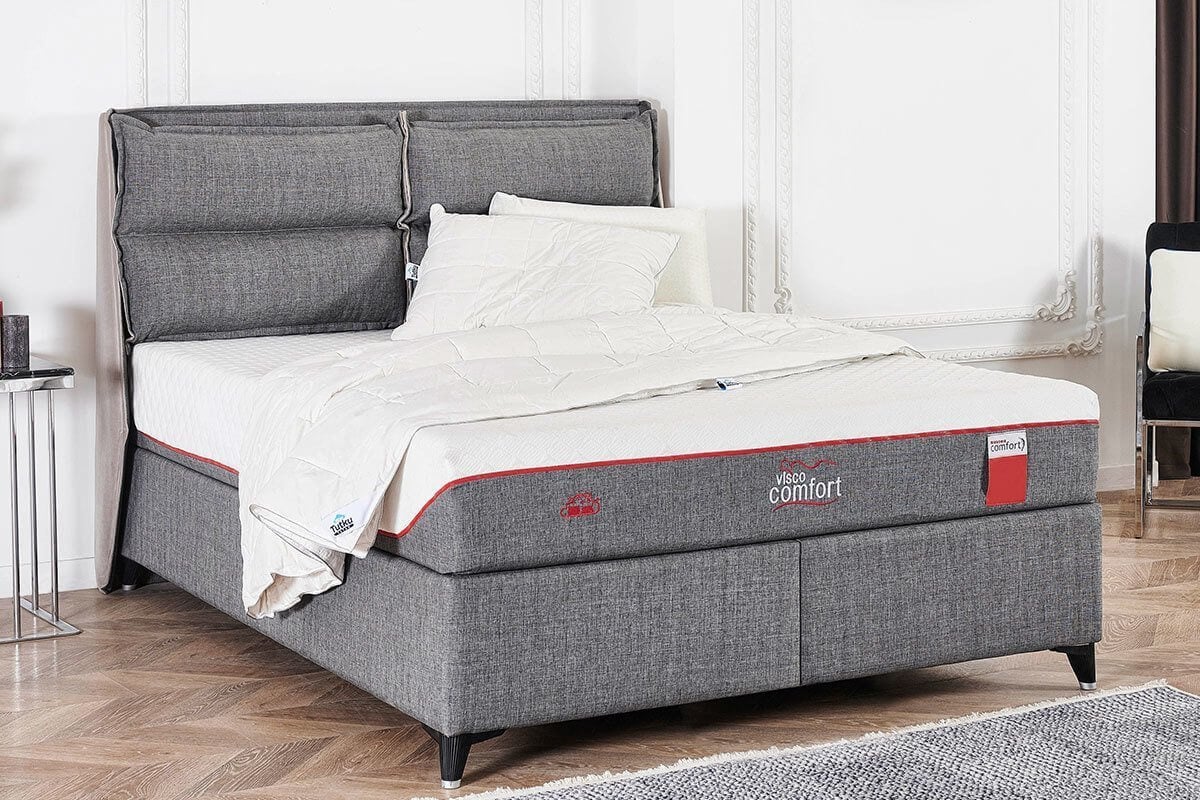 Visco Comfort Visco ve Kuş Tüyü Sünger Ortopedik Yıkanabilir Fermuarlı Kılıflı 4 Mevsim Yatak Seti 160x200