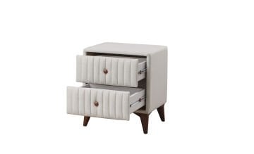 ROMA Modern Komodin - Geometrik Dikey Çizgili, Kapitone Dokulu Lüks Tasarım