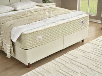 SİLVER Loft Geometrik Seri - Formunu Koruyan Uzun Ömürlü Yatak, Sofistike Kare Kapitone Başlık ve Yalın Tasarım Fonksiyonel Baza