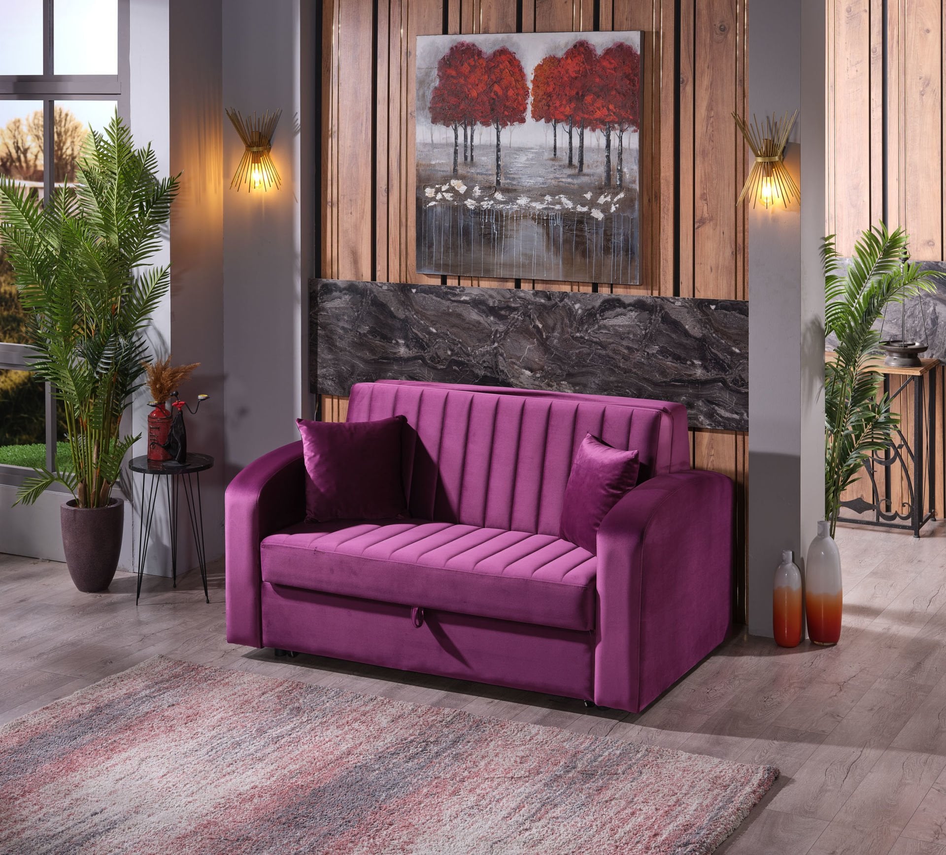 Grand 2'li Yataklı Bazalı Koltuk Fuşya