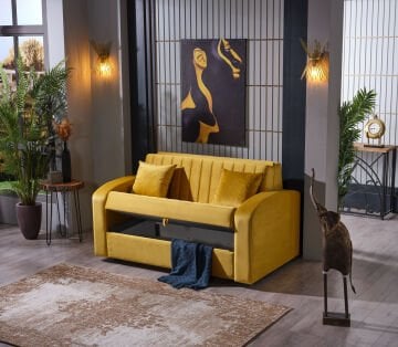 Grand 2'li Yataklı Bazalı Koltuk Hardal