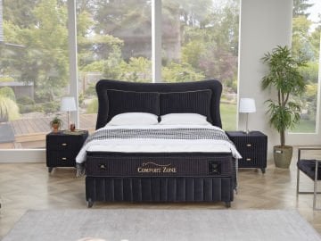 Comfort Zone Pedli Çift Yönlü-Kuş Tüyü Sünger (Yumuşak Sünger-Sert Sünger) Dual Torba Yaylı Yatak Baza Başlık Seti