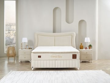Comfort Zone Pedli Çift Yönlü-Kuş Tüyü Sünger (Yumuşak Sünger-Sert Sünger) Dual Torba Yaylı  Yatak Baza Başlık Seti