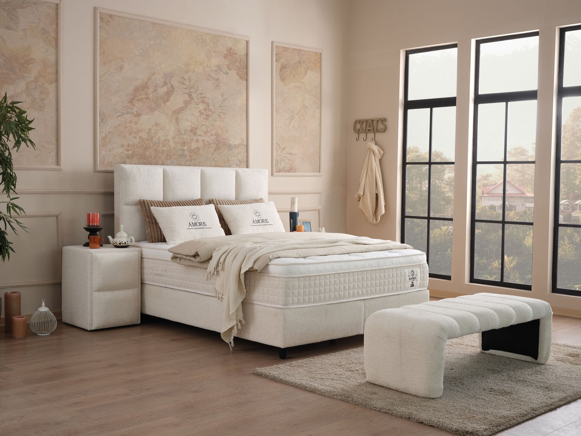 AMORE Kuş Tüyü Sünger Pocket Core Torba Yay Teknolojisi Yatak Seti