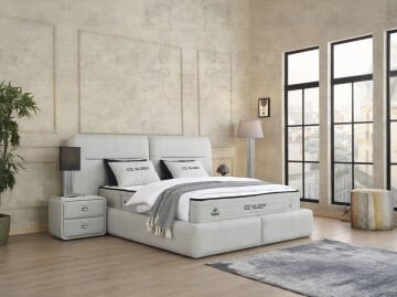 ICE SLEEP Kuzey Konforu Yatak Baza Başlık Seti – Terletmeyen Yatak, Hidrolik Sandıklı Baza, Modern Başlık