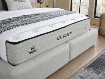 ICE SLEEP Kuzey Konforu Yatak Baza Başlık Seti – Terletmeyen Yatak, Hidrolik Sandıklı Baza, Modern Başlık