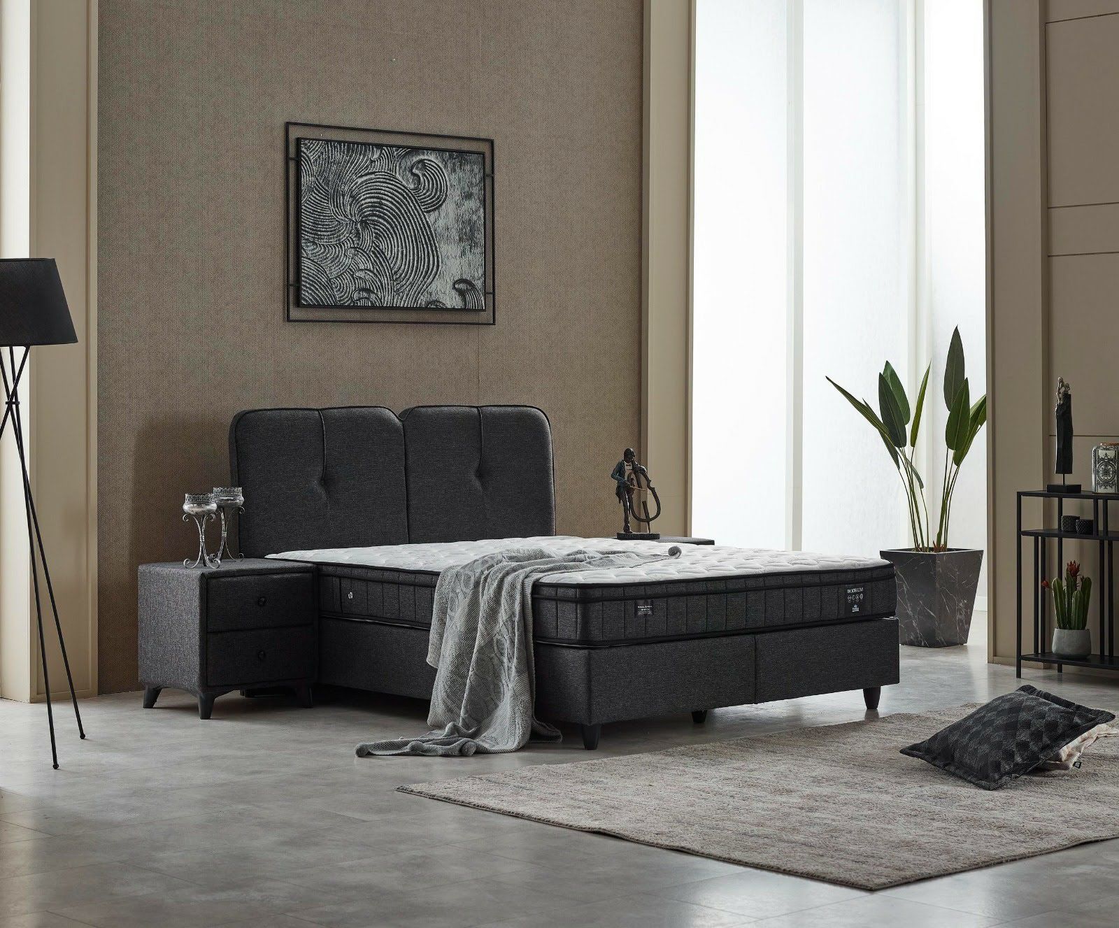 Bodrum DCS Dinamik Yay Sistemli Tek Yönlü Dört Mevsim Yatak Baza Başlık Seti