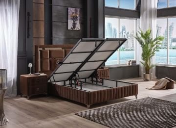 BROWN DİAMOND Sandıklı Fonksiyonel Kilitlenebilir Amortisörlü Yüksek Ayaklı Başlıksız Baza