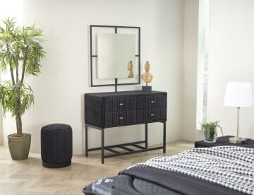 FERRO Modern Baby Face Kumaş Kaplama Şifonyer/Makyaj Takımı