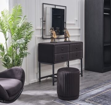 FERRO Modern Baby Face Kumaş Kaplama Şifonyer/Makyaj Takımı