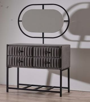 FLUFFY Kumaş Kaplama Modern Şifonyer /Makyaj Takımı