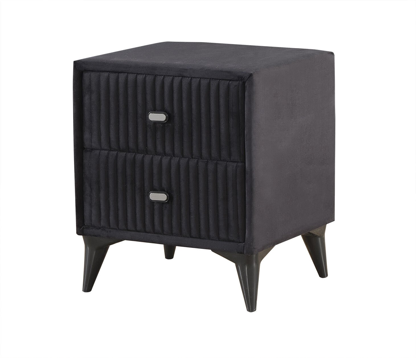 FERRO Kumaş Kaplama Çift Çekmeceli Modern Komodin