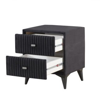 FERRO Kumaş Kaplama Çift Çekmeceli Modern Komodin