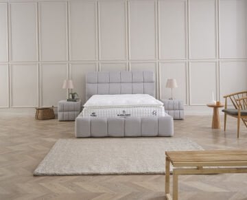 BUBBLEBED CloudDream Comfort Yatak Baza Başlık Seti – Bulut Yumuşaklığında Yatak, Sandıklı Hidrolik Baza, Dolgulu Başlık