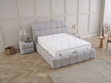BUBBLEBED CloudDream Comfort Yatak Baza Başlık Seti – Bulut Yumuşaklığında Yatak, Sandıklı Hidrolik Baza, Dolgulu Başlık