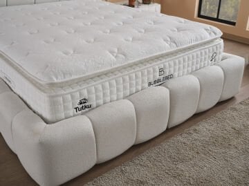 BUBBLEBED CloudDream Comfort Yatak Baza Başlık Seti – Bulut Yumuşaklığında Yatak, Sandıklı Hidrolik Baza, Dolgulu Başlık
