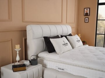 BUBBLEBED CloudDream Comfort Yatak Baza Başlık Seti – Bulut Yumuşaklığında Yatak, Sandıklı Hidrolik Baza, Dolgulu Başlık