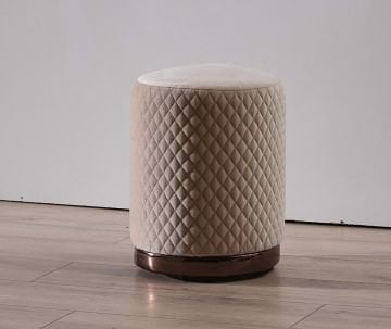 OXYCORE Lüks Makyaj Masası - Geometrik Kapitone İşlemeli, 4 Çekmeceli Şifonyer ve Tasarım Puf